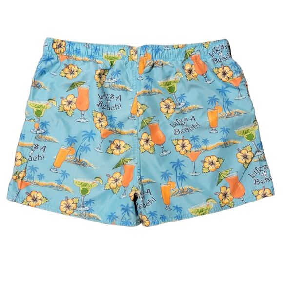 VTG 90s Big Dogs Swim Trunks Mens Sz‎ L Blue Margarita Lifes a Beach Unlined - Picture 5 of 6